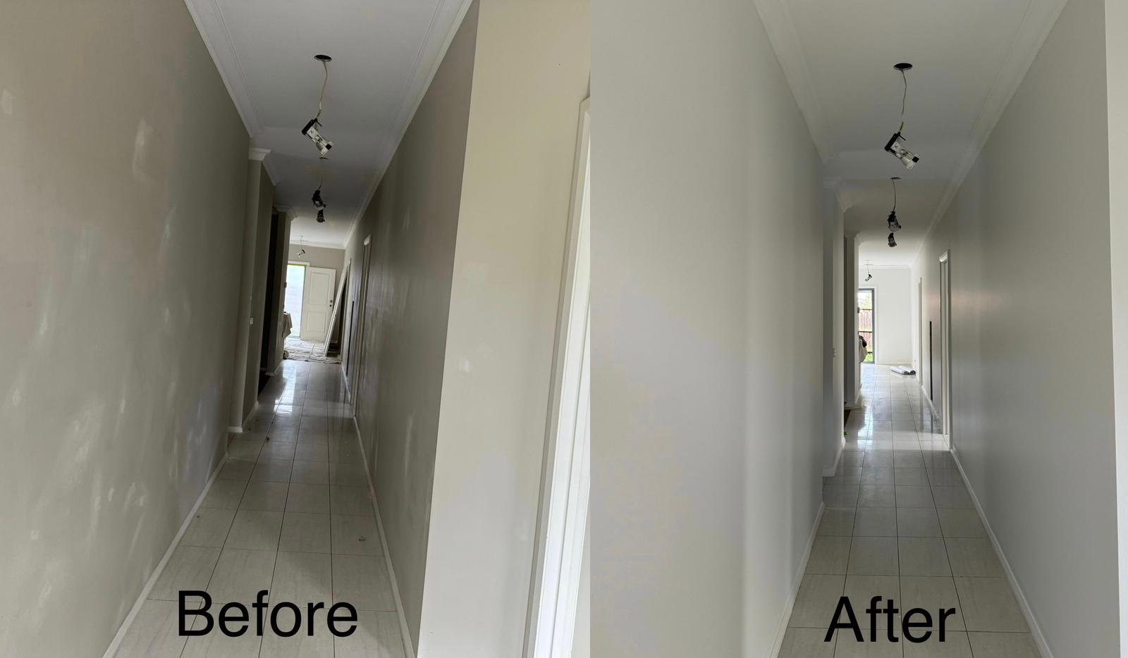 Hallway before and after painting