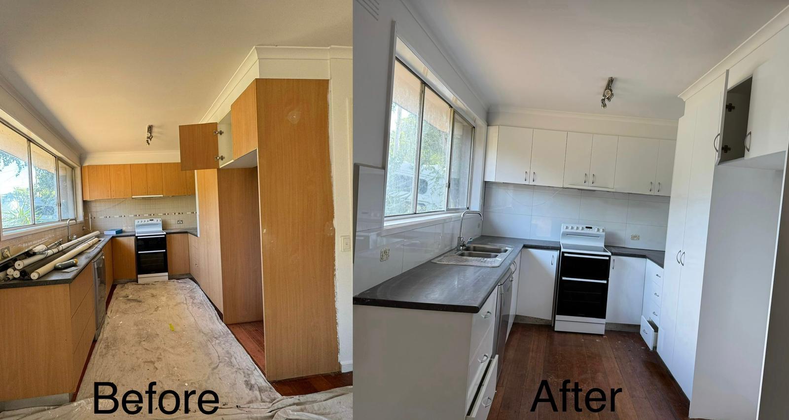 Kitchen before and after painting