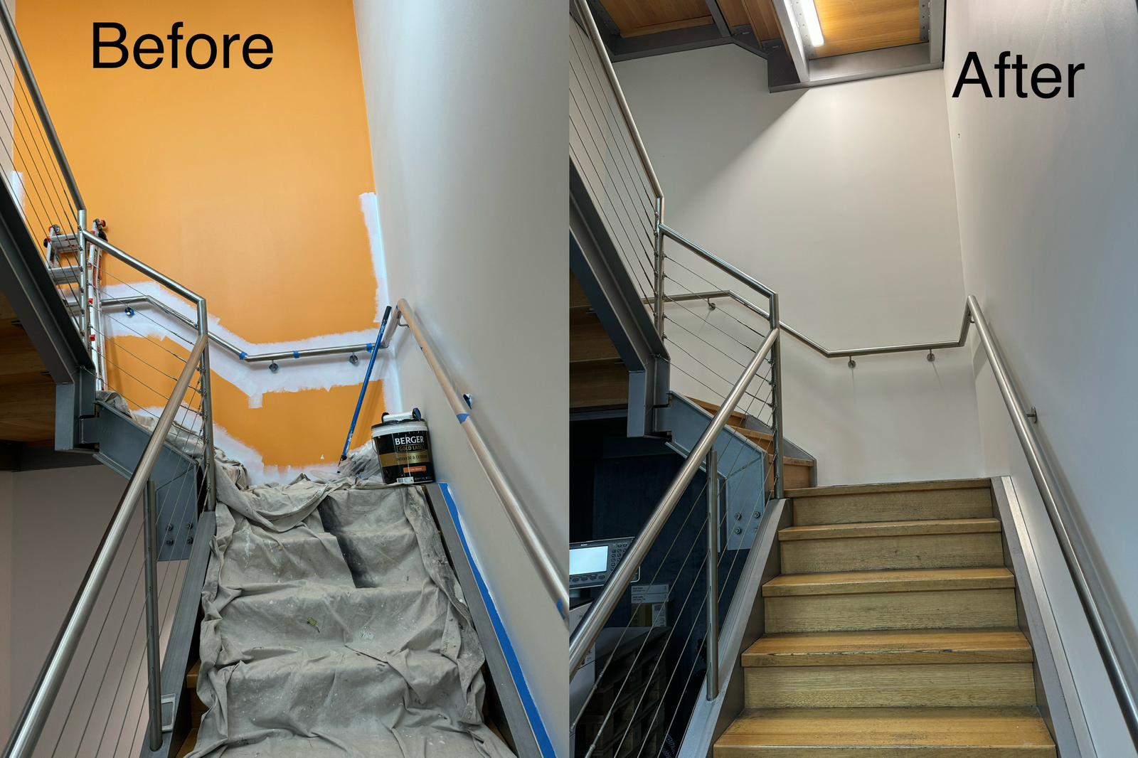 Stairs before and after painting