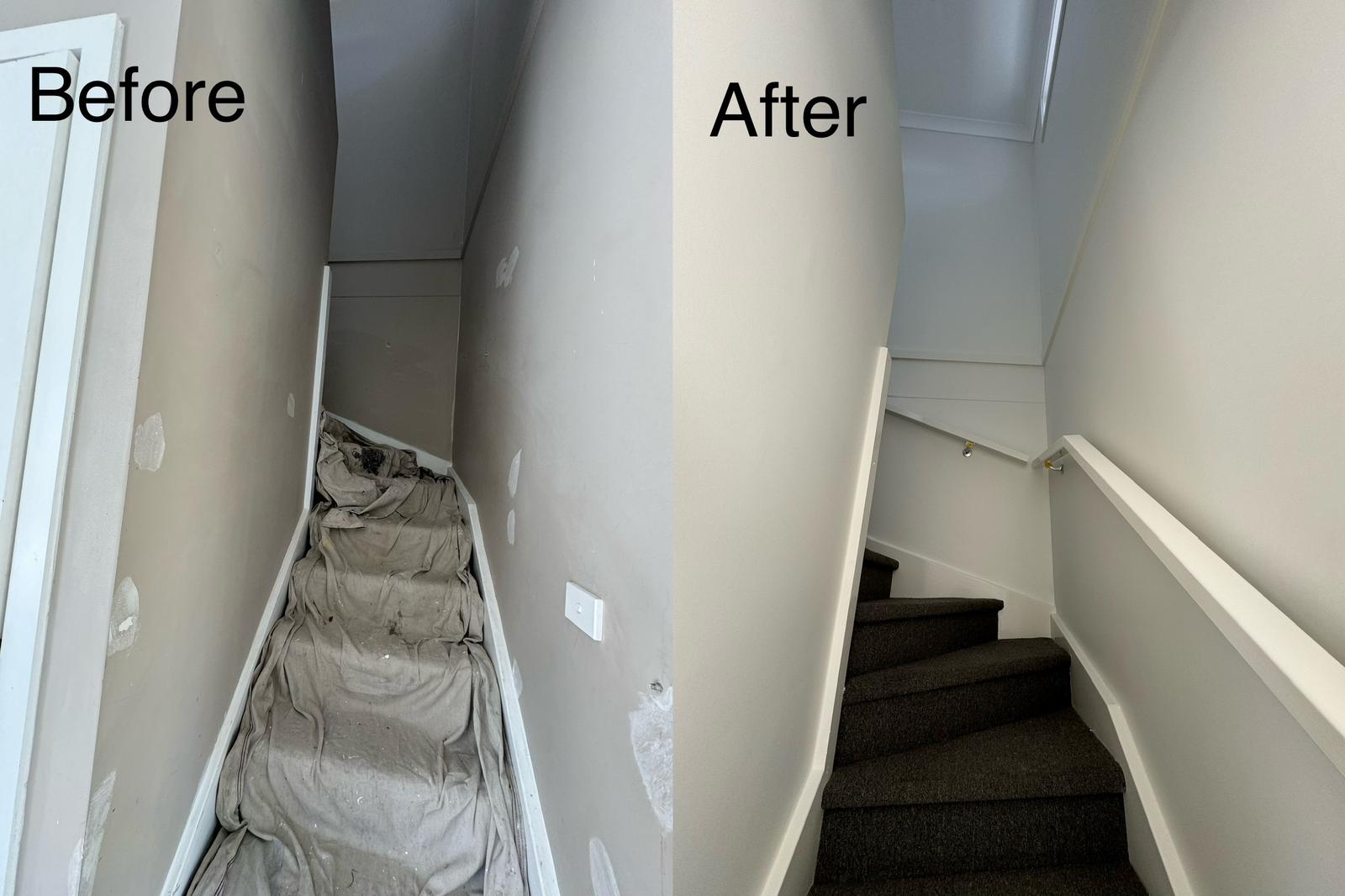 Stairs 3 before and after painting